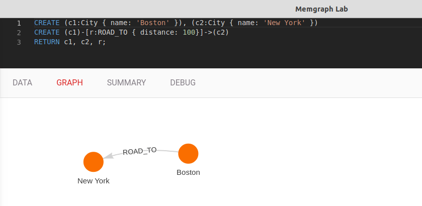 Query result in Memgraph Lab